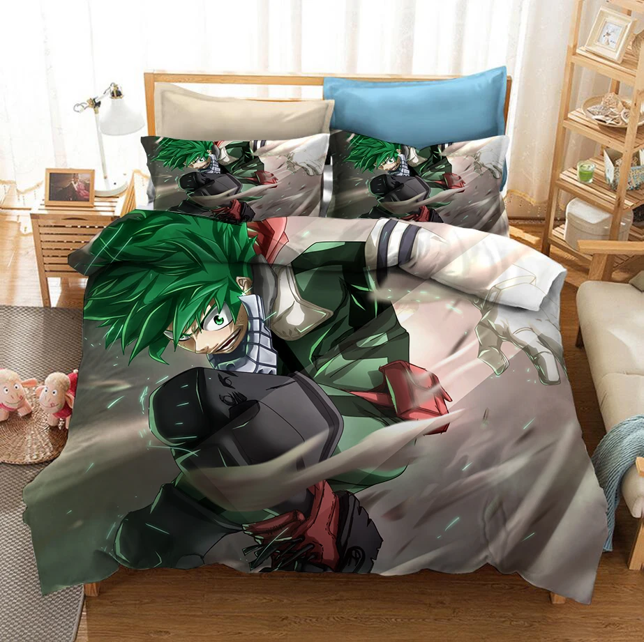 Anime My Hero Academia Bedding Set 3D Print Cartoon Queen King Size Duvet Covers Pillowcases Comforter Bedclothes Bed Linen Kids christmas duvet cover Bedding Sets