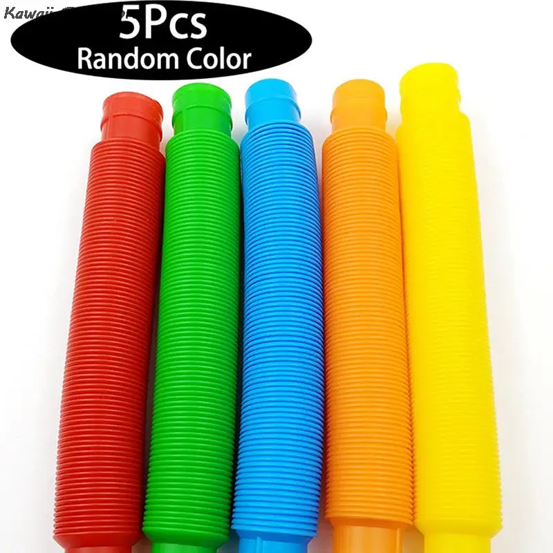 5Pcs Mini Pop Tubes Sensory Toy For Adult Fidget Stress Relieve Toys Kid Autism Anti Plastic Bellows Children Squeeze | Игрушки и хобби
