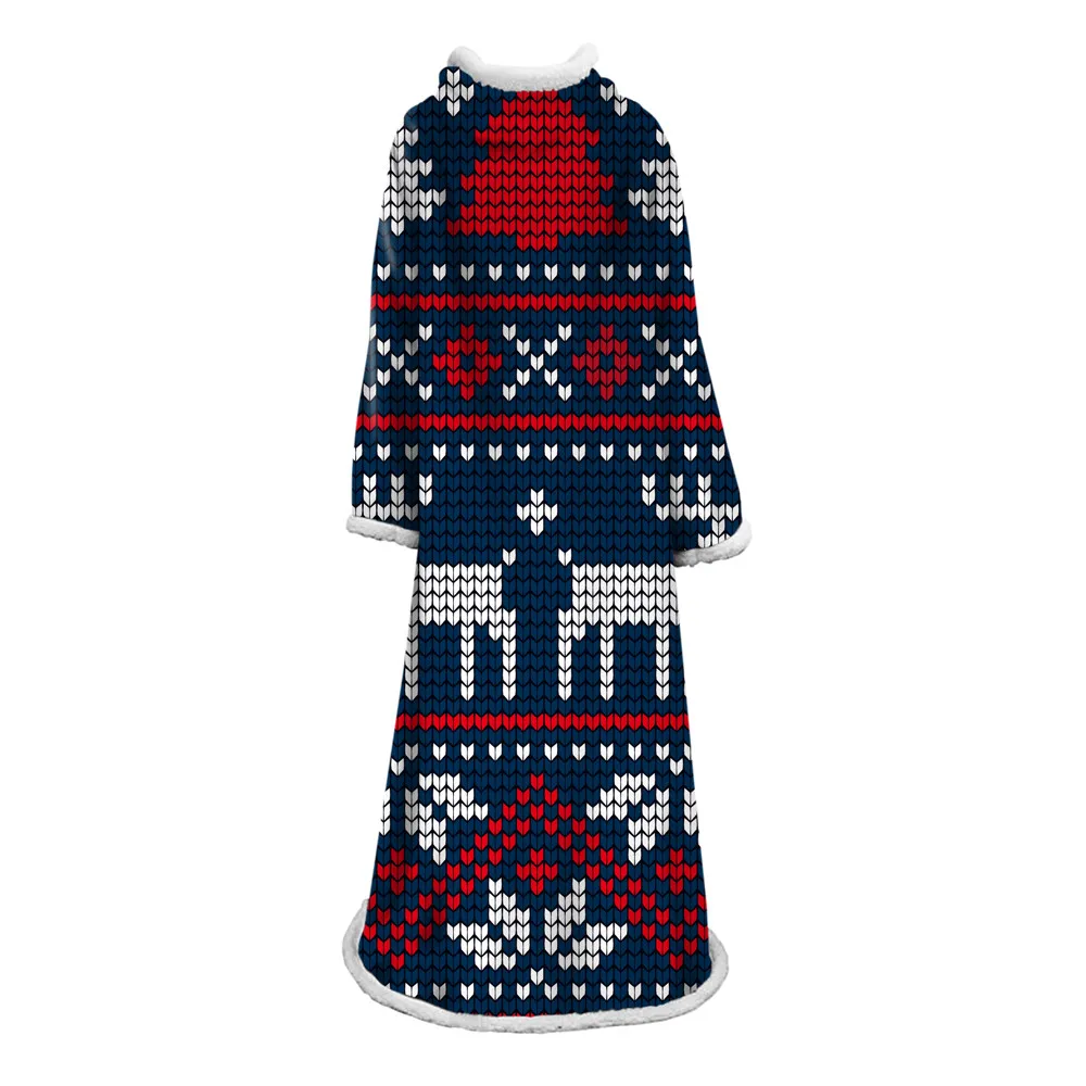 Merry Christmas Red Blanket For Adults Sweatshirt Sofa TV Nap Blanket With Sleeve Wearable Office Pullover Blankets With Sleeve - Цвет: 8