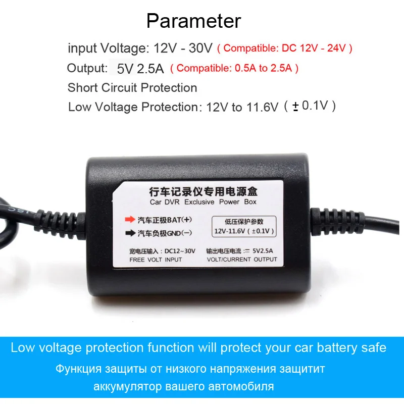 XCGaoon постоянного тока 12В/24В 5В 2.5A 3,1 м Mini USB жесткий провод комплект оборудования для Dash Cam Reaview зеркало Камера автомобильное зарядное устройство для GPS с автоматической зарядкой