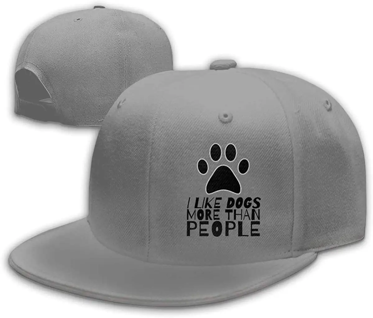 Я люблю собак больше, чем людей Мужская бейсболка с плоским Биллом Регулируемая Серая бейсболка