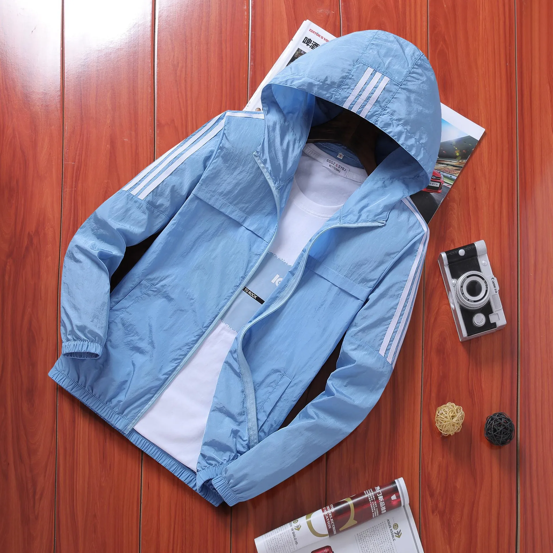 

2019 New Style Wind Shield Men's Hooded Coat Ultrathin Breathable Jacket Summer MEN'S Trench Coat