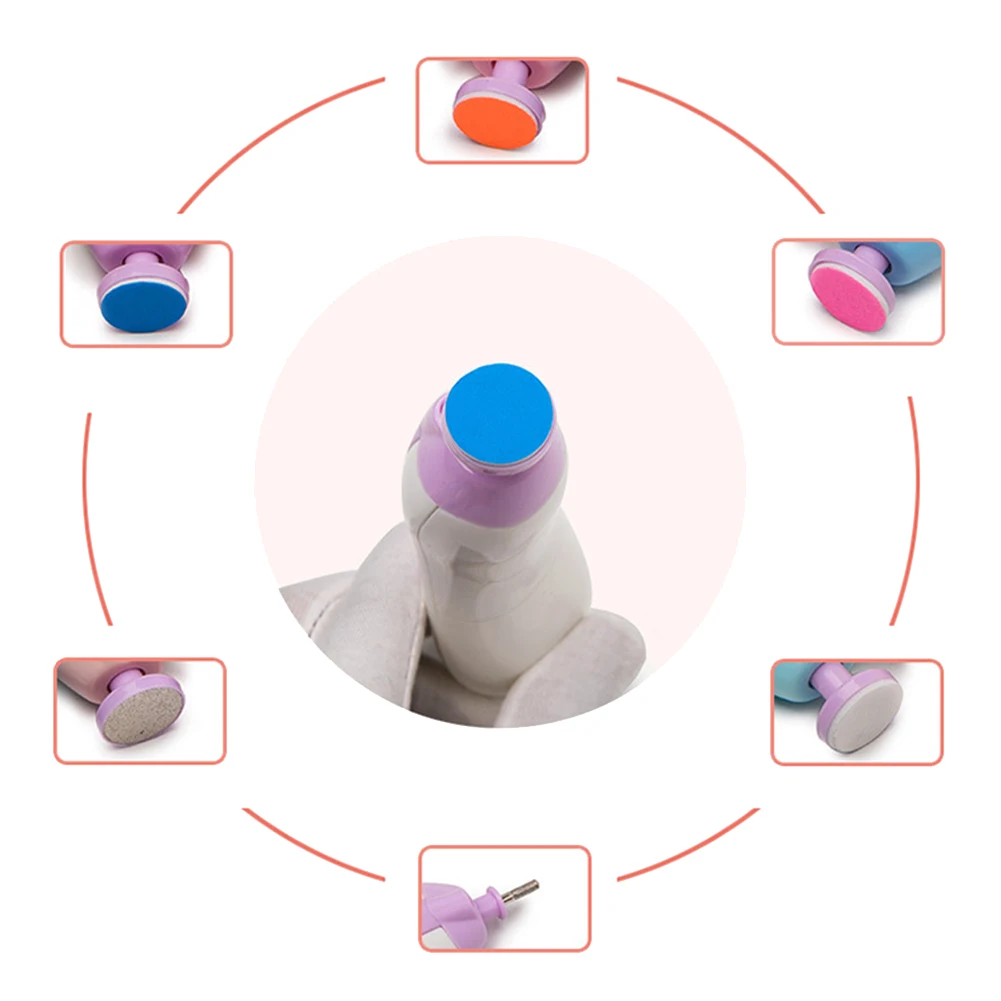 Электрический триммер для ногтей, набор файлов для ухода за волосами, шлифовальный станок, инструменты для стрижки, бесшумный двигатель, стабильная вибрация, низкая скорость