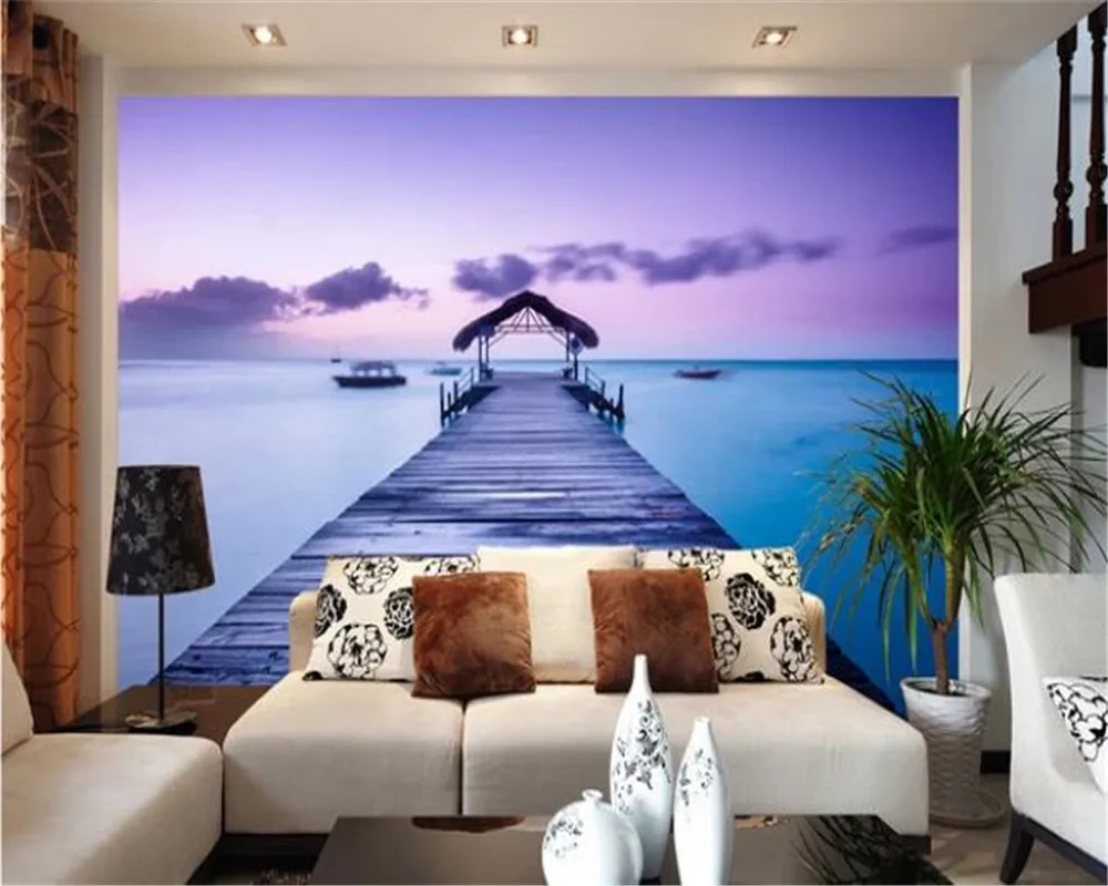 3d обои для гостиной Dream Promenade Maldives морской пейзаж Фреска 3D фон HD цифровая печать влаги обои