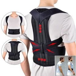 Corrector de postura para espalda y cintura, cinturón de corrección ajustable para adultos, entrenador de cintura, soporte Lumbar para hombro y columna vertebral, chaleco negro