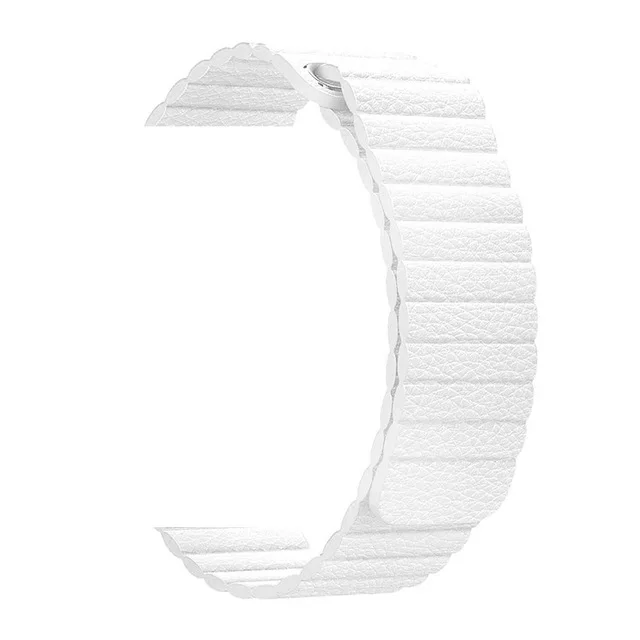 Megnetic кожаный ремешок для часов Apple Watch 4 2 3 44 мм 42 мм 38 мм ремешок из натуральной кожи Петля Браслет Петля черный для iwatch - Цвет ремешка: White