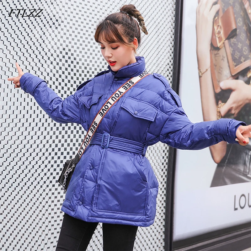 

FTLZZ New Winter Jackets Women Ultra Light White Duck Down Coat Stand Collar Parkas Black White Thick Waterproof Down Jackets