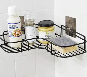 

Bathroom Punch-Free Corner Rack Bathroom Kitchen Wrought Iron Organizer Storage Rack Shelf Kitchen Bathroom Tripod Corner Rack