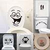 Puerta de baño divertida pegatinas conejo cerdo Panda poner abajo baño casa decoración impermeable arte Mural 3D calcomanías de pared ► Foto 2/2
