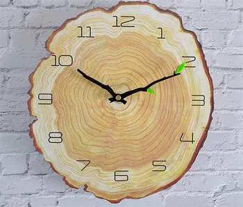 

Annual Ring Wall Clock Wood Grain Quartz Modern Durable Practical Wall Clock Home Office Decoration