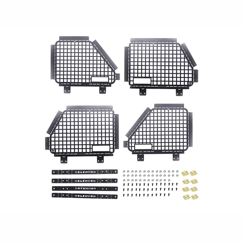 

4Pcs Metal Foldable Car Window Protective Net for 1/10 Rc Crawler Car Defender Trx 4 Window Guard Net Guardrail