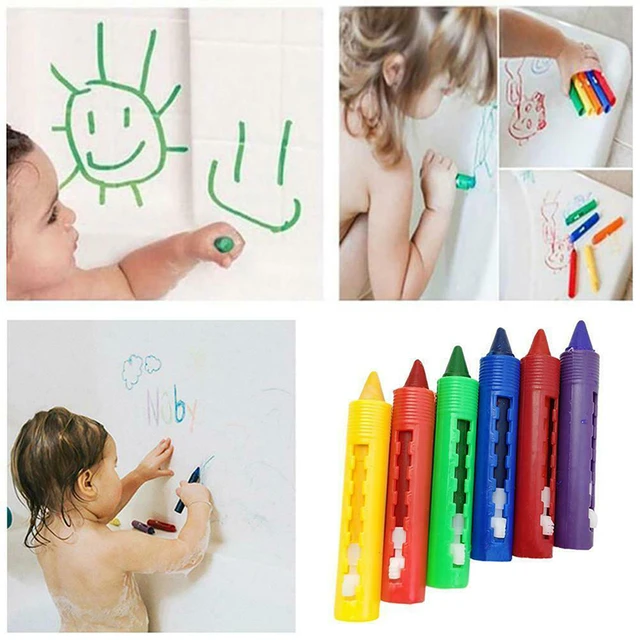6 Pcs Baby Kids Safety Washable Bath Crayons Bathtime Fun