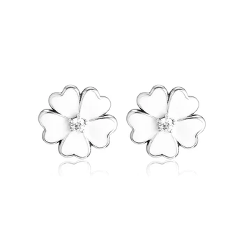 

Earrings for women Primrose White Enamel Stud Earring Kolczyki Aretes de Mujer Brincos 925 Sterling Silver Jewelry