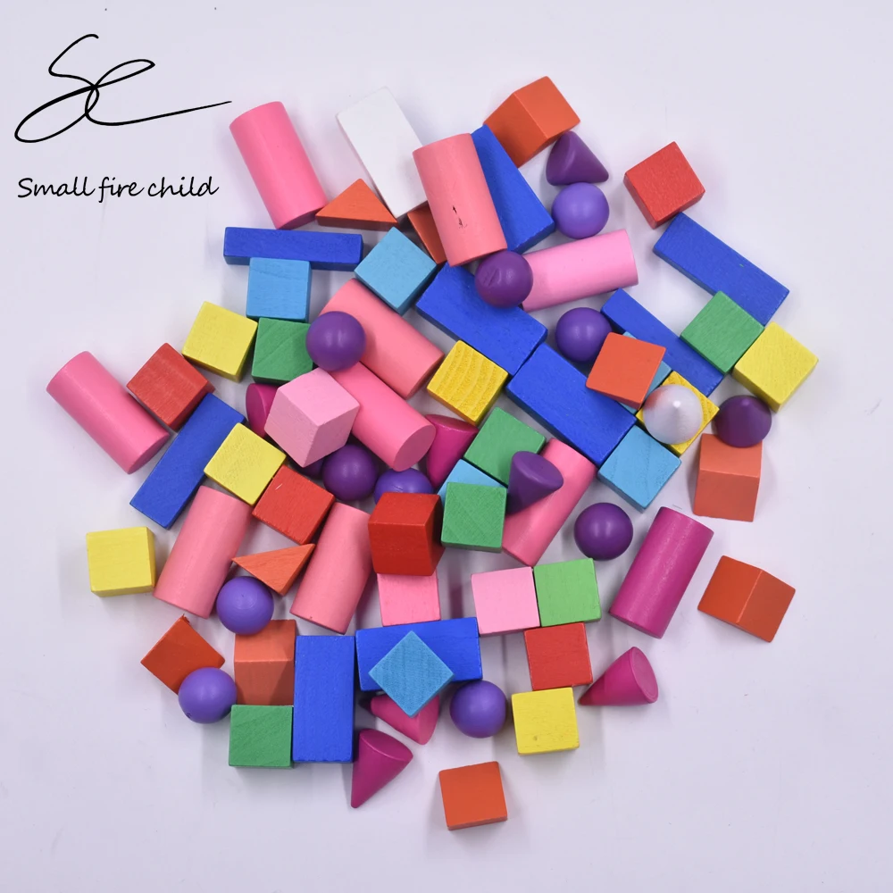 70 шт./компл. новые цвета деревянные искусственные 3d формы Монтессори Обучающие