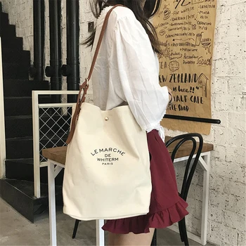 

handbag Autumn version of college style large capacity single shoulder bag ins casual versatile cross-body canvas women bag