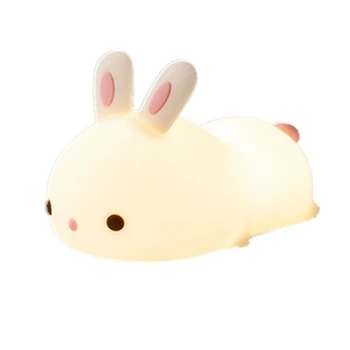 

Cute Cartoon Night Light Rabbit Pat Light Lamp Soft Silicone Nightlight for Kids Toy Gifts Room Decor