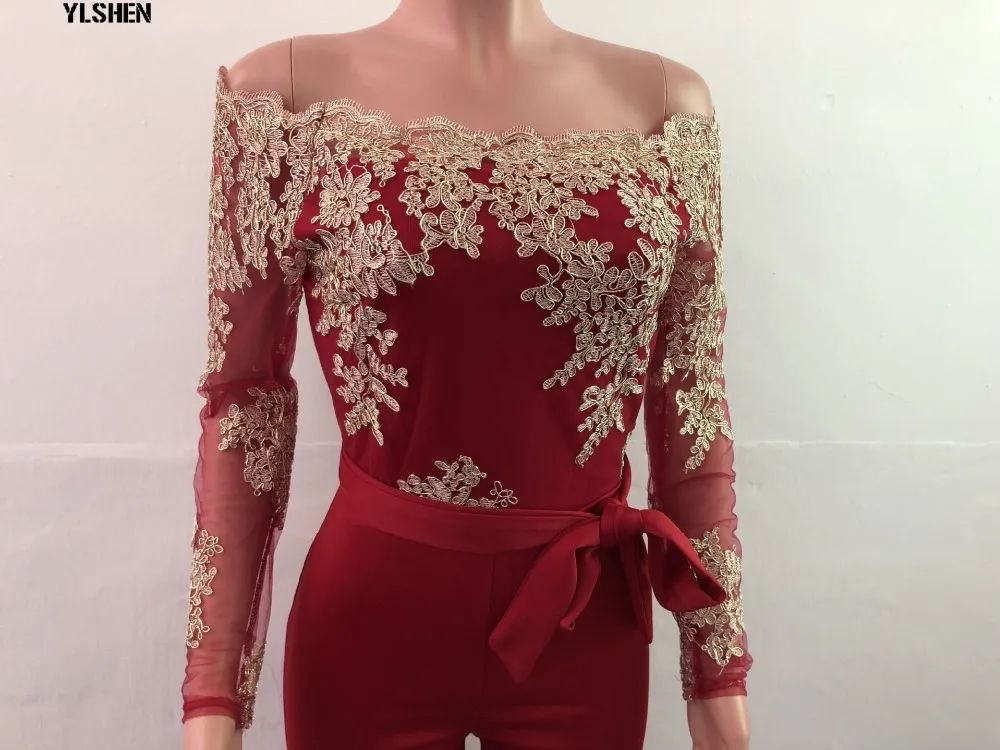 Women Jumpsuit Sexy Lace Ladies Jumpsuits Party Casual Wide Leg Overalls Off Shoulder Long Sleeve Romper Skinny Rompers Trousers 52