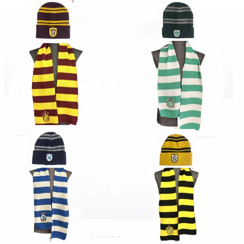 Magic School Wizard Scarf Potter Hermione Ron Scarf Hat Malfoy Scarves Cap Anime Cosplay Costume Warm