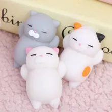 Cheap 1Pcs 5CM Lovely Cartoon Cat Squishy Toy Anti-stress Soft Mini Animal Squeeze Toy Stress-Relief Decompression Healing Toy Gift