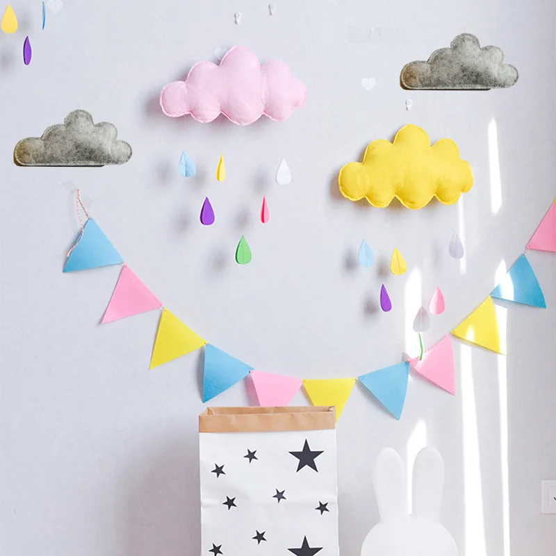 Nordic Cloud Rainbow Garland Party Banner Kids Room Nursery Hanging Decor UK 