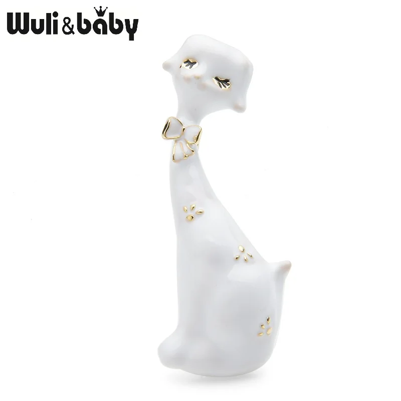 white Wuli& baby, черно-белые эмалированные броши в форме собаки для женщин и мужчин, сплав, милая собака в виде пятен, животное, Повседневная брошь на булавке, подарки - Окраска металла: white