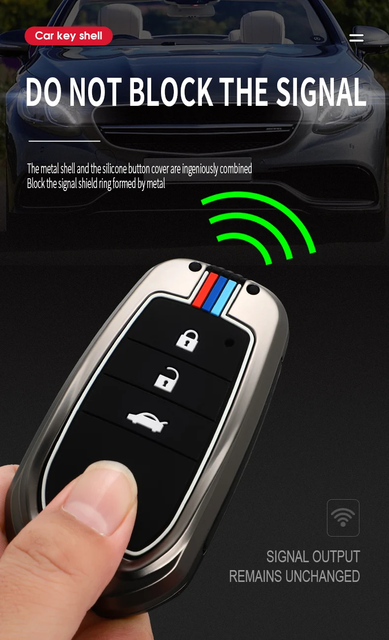 Portachiavi per auto in lega di zinco per Toyota Chr Rav4 Auris Avensis Prius Aygo Camry Corolla Land Cruiser 200 Prado Crown Riez Key Cover - Hc76e2978946645668f4c602ba88aeec4F