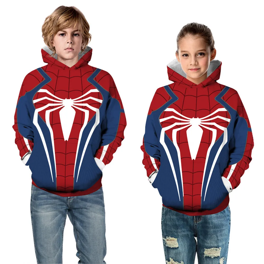 Осенние детские толстовки Одежда для костюмированной вечеринки с супергероем-пауком Детский свитер пуловер для детей и подростков свитер с капюшоном для мальчиков от 5 до 14 лет