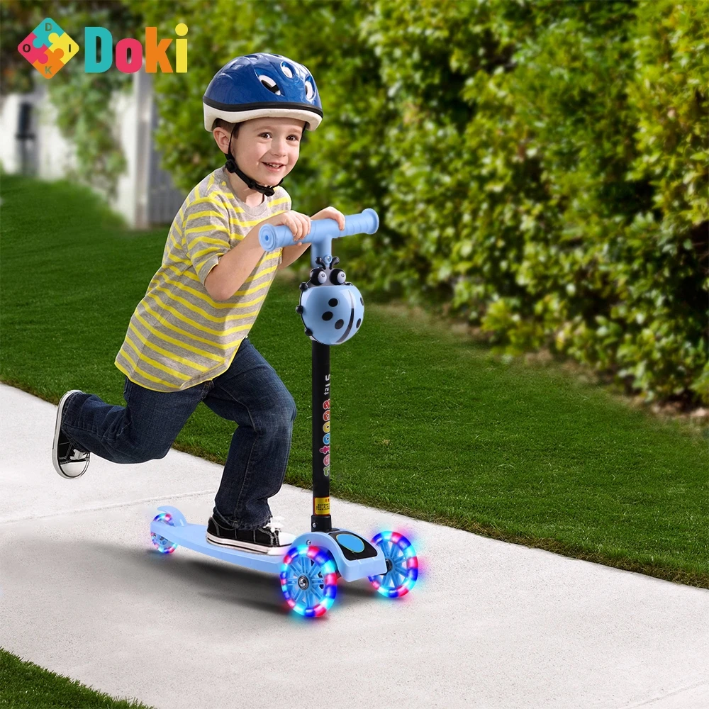 Patinete de 3 ruedas para niños, patinete de equilibrio con rueda LED ajustable, regalo de cumpleaños, juguete deportivo divertido