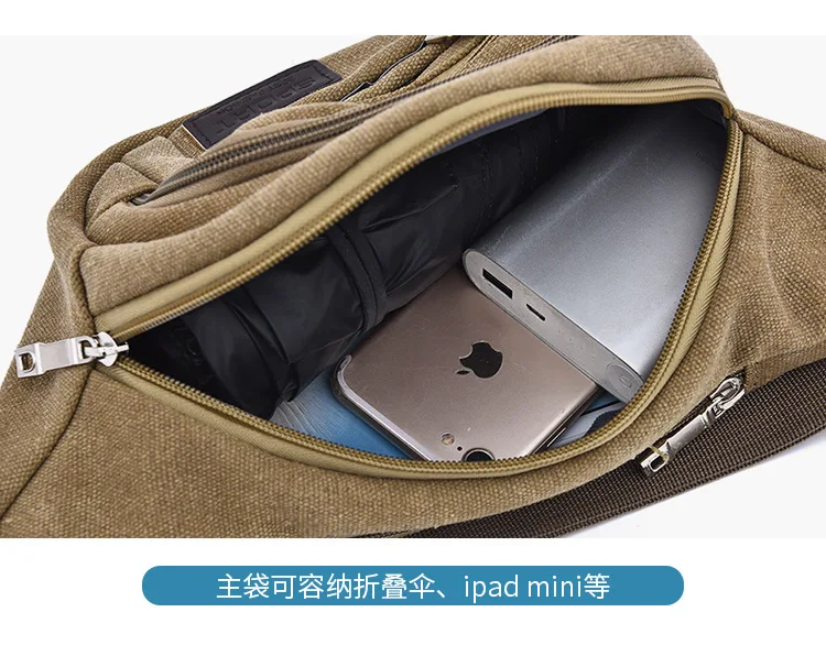 Canvas Fashion Large Capacity Men Wallet Multi-functional Wearable Bag Sports Casual Shoulder Bag Women's Mobile Phone Bag