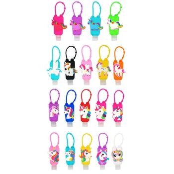 

4pcs cute Cartoon Animals Love Silicone Mini Hand Sanitizer Travel Portable Gel Holder Hangable Liquid Dispenser Containers