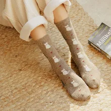 CA078, 5 пар, высокое качество, женские забавные носки, теплая шерсть, рождественские носки, милый мультяшный Кот, модная одежда