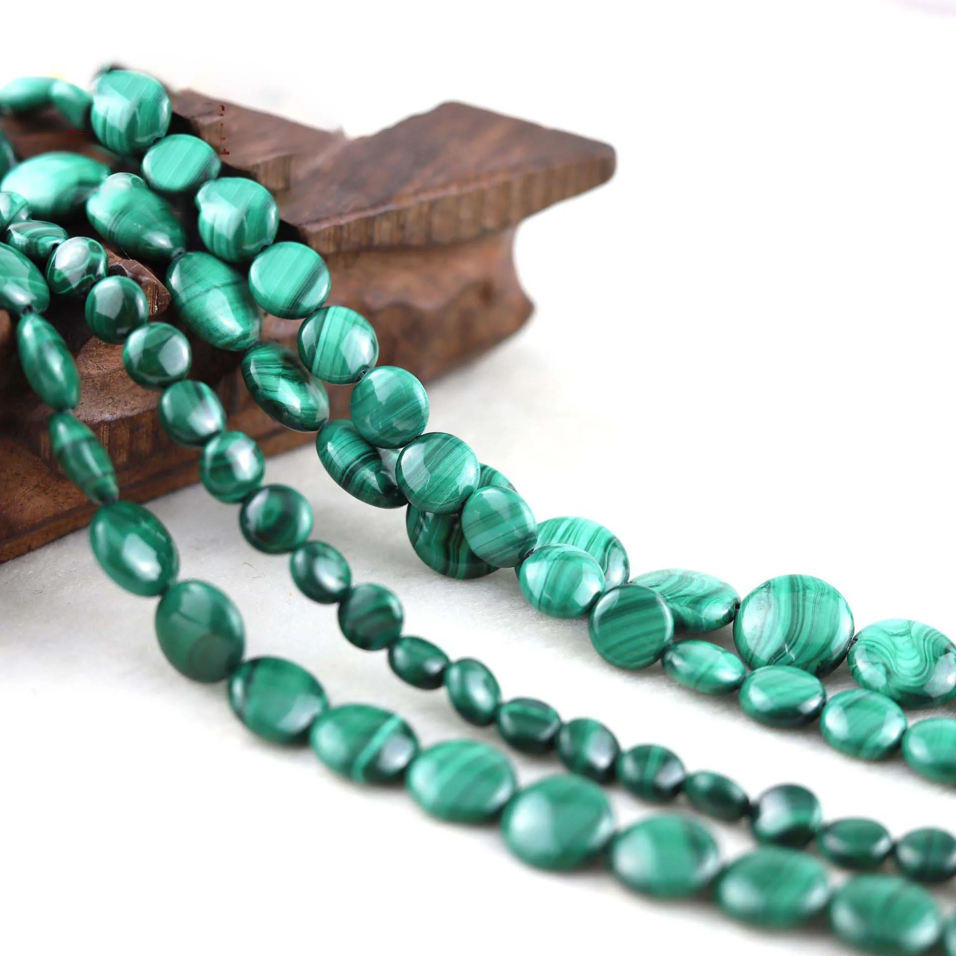 8-14mm Strands Women's AA Top Malachite  Coin Beads Strand-15.5