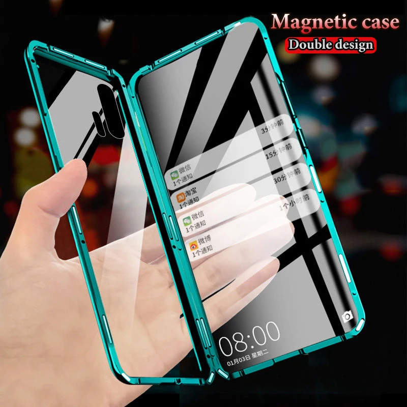 

Double Side 360 Degree Magnetic Adsorption Glass Case For Huawei Honor20 P40 P30 P20 Lite Pro 8X 9X Nove 6 7 SE Phone Case Cover