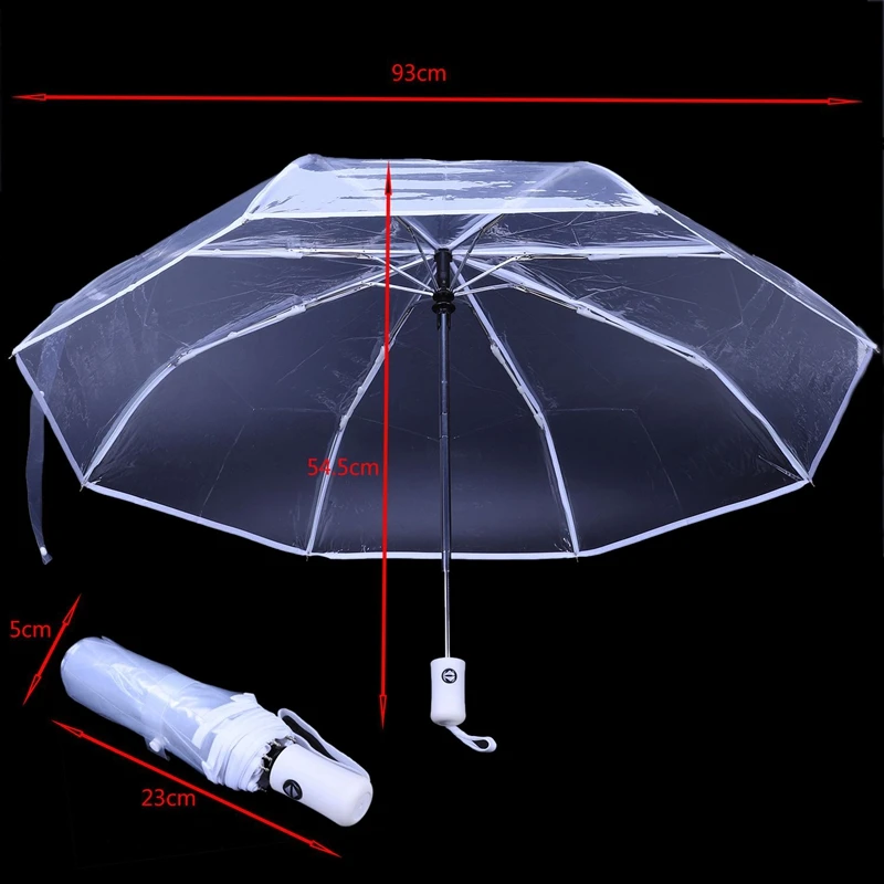 EASY-Transparent Umbrella Automatic Umbrella Rain Women Men Sun Rain Auto Umbrella Compact Folding Windproof Style Clear umbrell