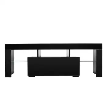 

Elegant Household Decoration LED TV Cabinet with Single Drawer Black，ship from US drop shipping