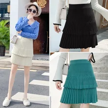 Вязаный для девочек, многослойная юбка-пачка, повседневные спортивные штаны с высокой талией комплект пуловер+ кожаная юбка загадка юбки