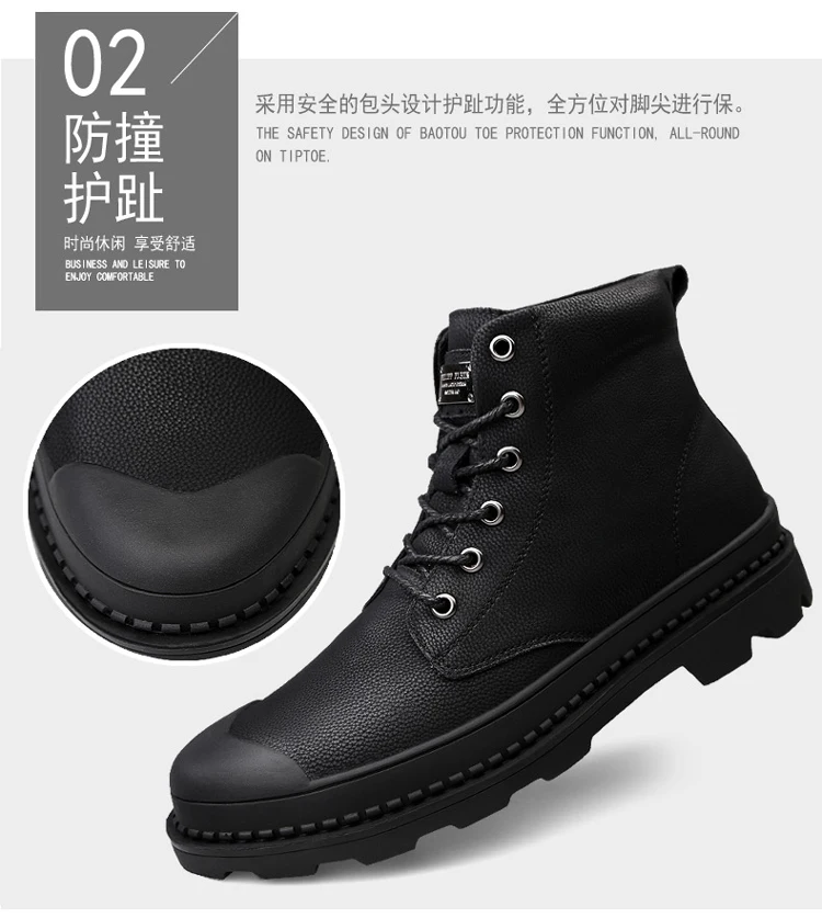 Brand Winter Men Snow Boots Ankle Boots Man Genuine Leather Plush Warm Men Motorcycle Boots Autumn Outdoor Man Shoes Size 38-46