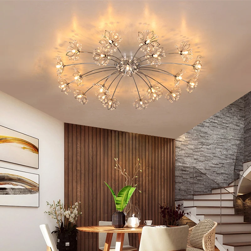 

Nordic Villa Living Room Ceiling Lamp Personality Postmodern Ceiling Light Simple Crystal Chandeliers Dining Kichen Bedroom LED