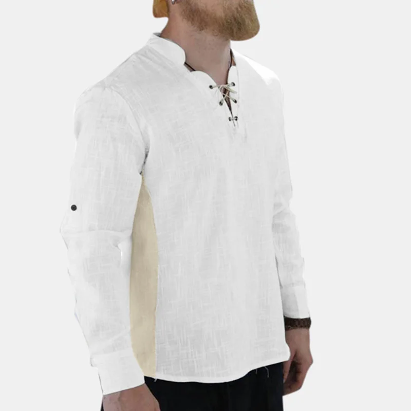 Мужские рубашки вечернее платье с длинными кружевными рукавами оверсайз пуловер регулируемый рукав мода Винтаж Ретро мужские топы
