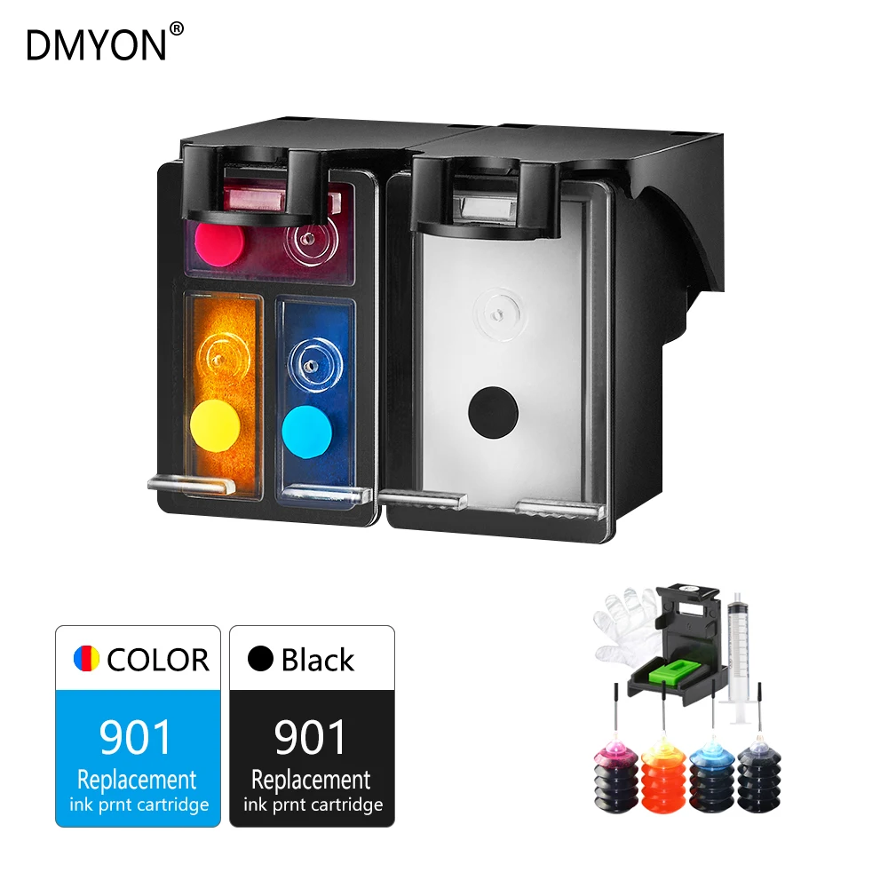 

DMYON 901 Refillable Ink Cartridge Replacement for HP Printer 4500 J4580 J4550 J4540 Wireless J4680 J4524 J4535 J4585 901XL