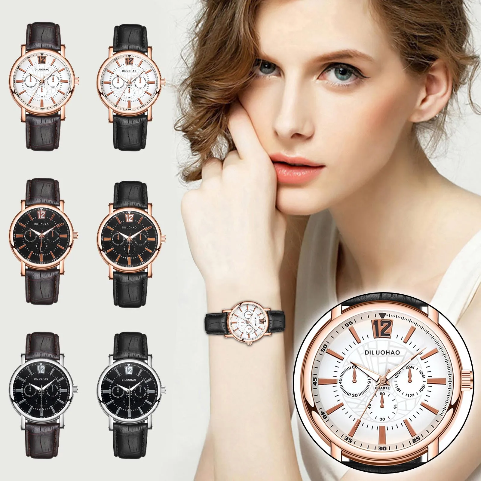 2021 Pd626/diluohao Men's And Women's Three eye Up Scale Belt Watch