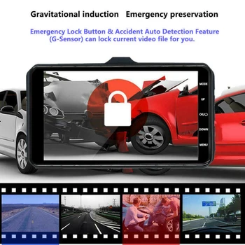 

Car Dual Lens Dash Cam DVR 4" 1080p Night Vision Video Surveillance Camcorder