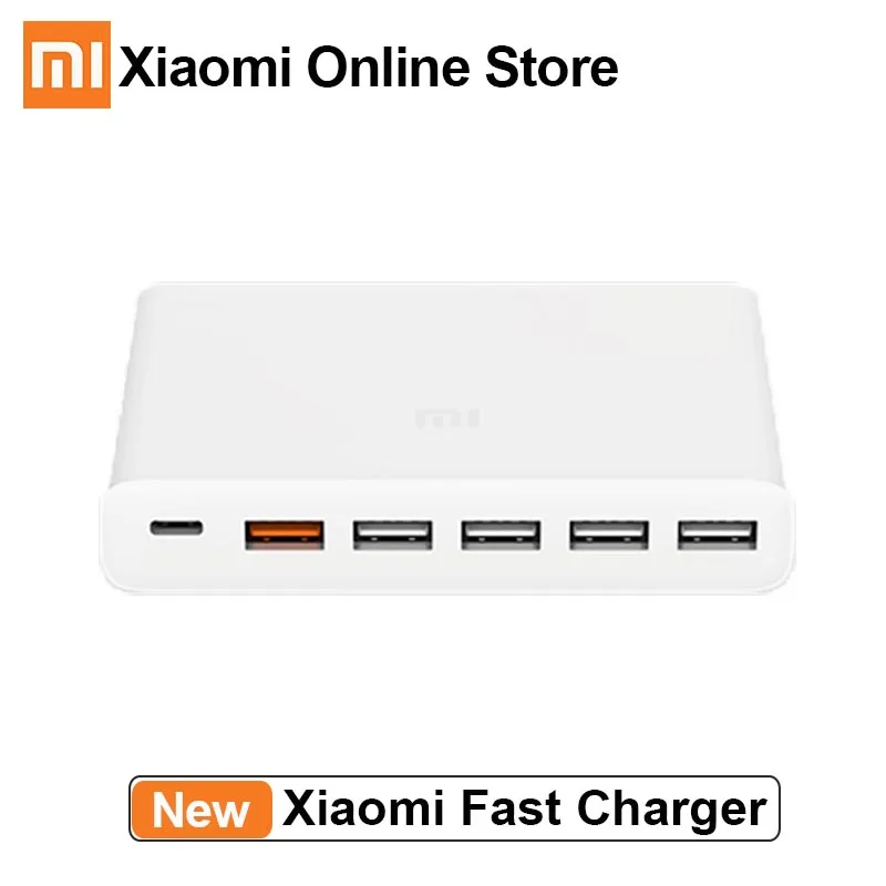 Оригинальное быстрое зарядное устройство Xiaomi умное устройство 110-240 в 60 Вт type-C и USB-A 6 портов QC 3,0 быстрое зарядное устройство выход Android Iphone зарядное устройство