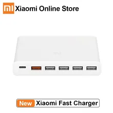 Оригинальное быстрое зарядное устройство Xiaomi умное устройство 110-240 в 60 Вт type-C и USB-A 6 портов QC 3,0 быстрое зарядное устройство выход Android Iphone зарядное устройство