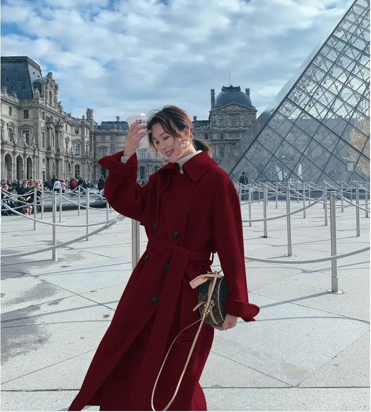 Шерстяная куртка для фотосессии во французском стиле, осень и зима, стиль, женское платье, Ретро стиль, британский стиль, двубортное, шерстяное