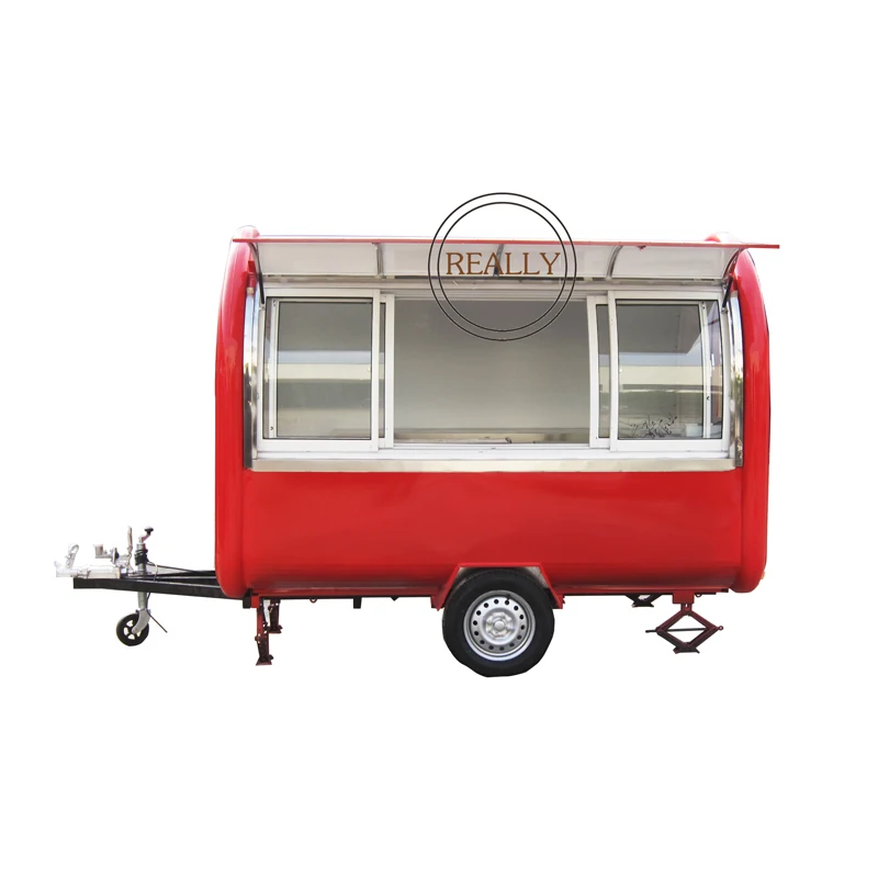 

280cm long mobile food cart with display window color customize mobile food cart food truck for sale