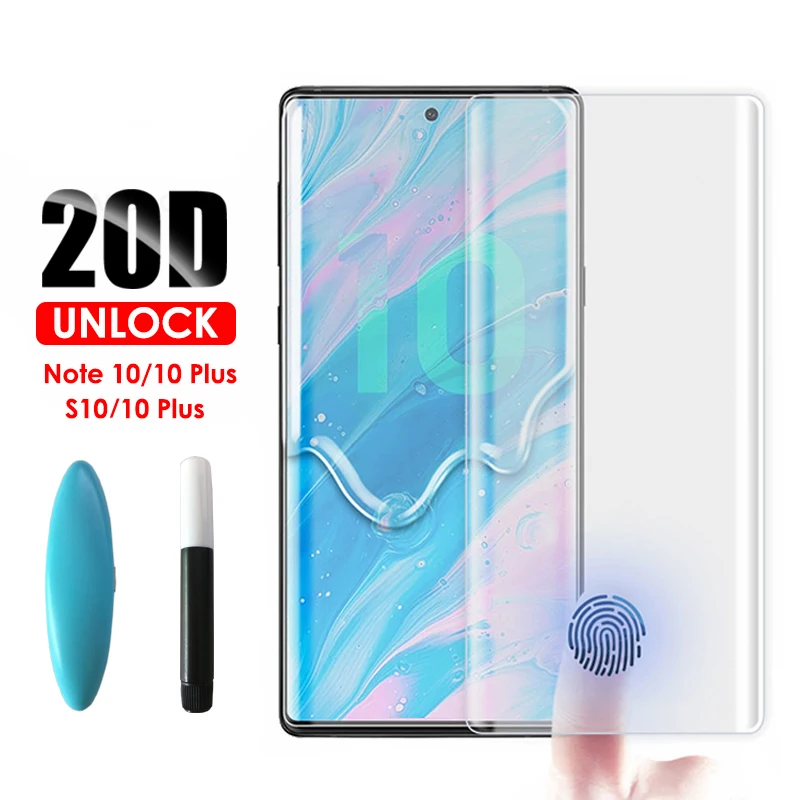 Прозрачный изогнутый УФ жидкий Полный Клей закаленное стекло для samsung Galaxy Note 10 Plus