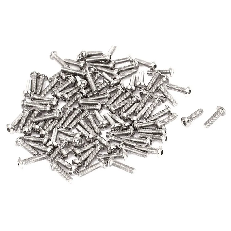 M3x12mm 2 мм шестигранный ключ из нержавеющей стали с головкой кнопки винты 100 шт