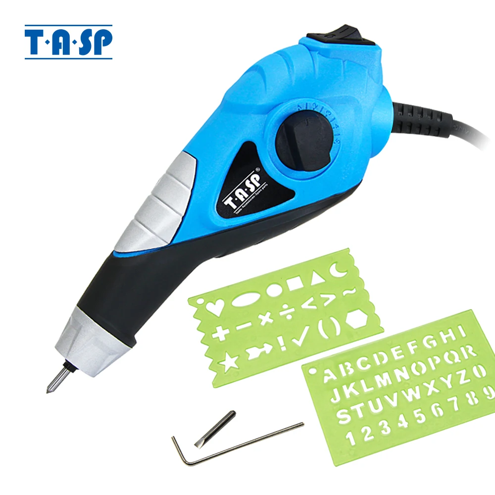 TASP 220V Electric Engraving Pen Variable Speed Engraver for Steel Metal Glass Wood Plastic Power Tool & Tungsten Carbide Tips