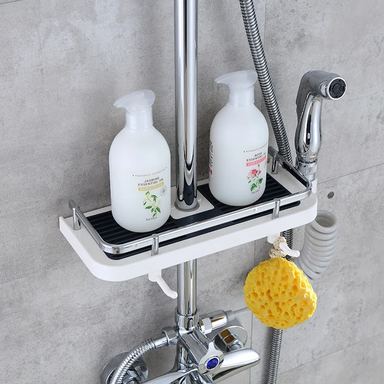 

Shower Shower Pole Storage Rack Lifting Shower Tray Hole-Free Bathroom Storage Rack